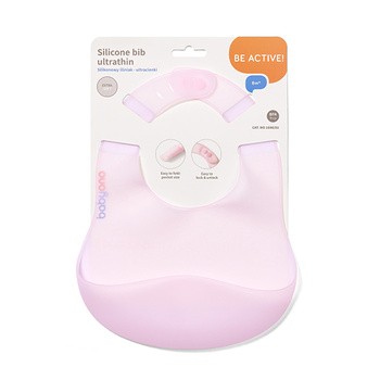 Babyono, silikonowy śliniak ultracienki, różowy, 1 szt.