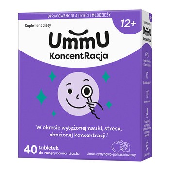 UmmU KoncentRacja 12+, tabletki do rozgryzania i żucia, 40 szt.
