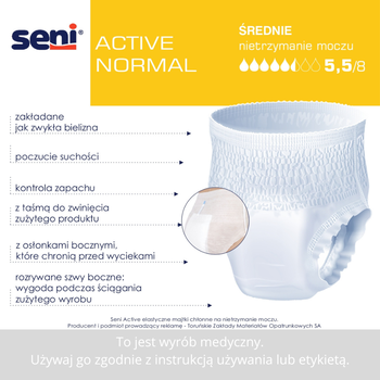 Seni Active Normal, majtki chłonne, rozmiar M, 10 szt.