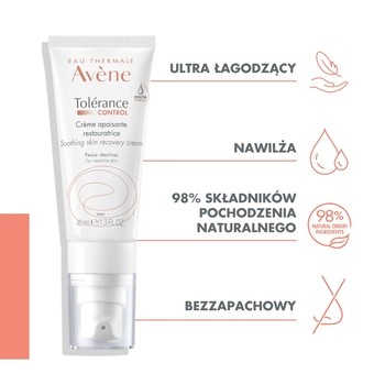 Avene Eau Thermale Tolerance Control, krem łagodząco regenerujący, 40 ml