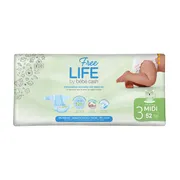 Free Life Midi 3, pieluchy (4-9 kg), 52 szt.