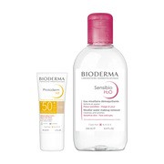 Zestaw Bioderma, Photoderm AR, krem tonujący koloryzujący SPF 50+ do skóry naczyniowej, kolor naturalny, 30 ml + Sensibio H2O, woda micelarna do oczyszczania i demakijażu skóry wrażliwej, 250 ml