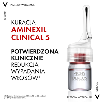 Vichy Dercos Aminexil Clinical 5, kuracja przeciw wypadaniu włosów dla kobiet, 6 ml, 21 ampułek