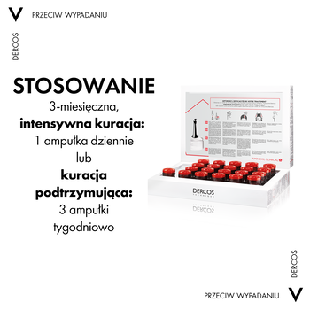 Vichy Dercos Aminexil Clinical 5, kuracja przeciw wypadaniu włosów dla kobiet, 6 ml, 21 ampułek