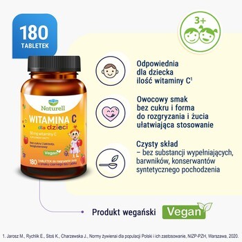 Naturell Witamina C dla dzieci, tabletki, 180 szt.