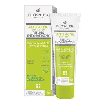 Flos-Lek Anti Acne 24H System, peeling enzymatyczny do skóry mieszanej, tłustej i trądzikowej, 50 ml