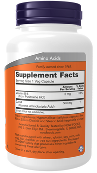 Now Foods GABA 500 mg z witaminą B6, kapsułki, 200 szt.