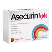 Asecurin Kids, tabletki do ssania i rozgryzania, smak truskawkowy, 20 szt.