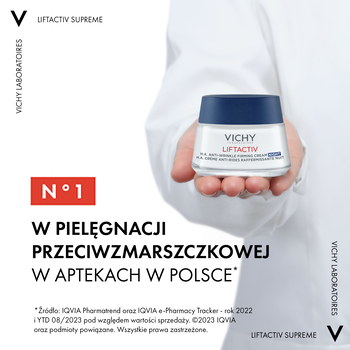 Vichy Liftactiv Supreme, przeciwzmarszczkowy krem ujędrniający z kwasem hialuronowym na noc, 50 ml