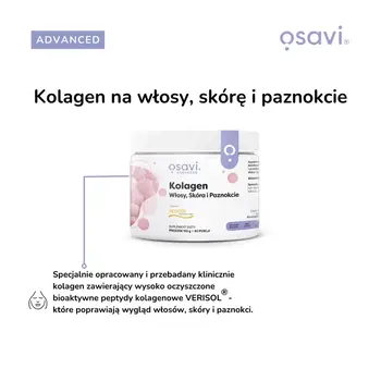 Osavi Kolagen Włosy, Skóra i Paznokcie, proszek, smak słony karmel, 150 g