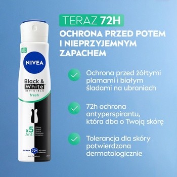 Nivea Black&White Invisible Fresh, antyperspirant, 250 ml