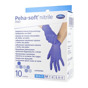 Rękawice Peha-Soft Nitrile Fino, bezpudrowe, diagnostyczne, rozmiar S, 10 szt.
