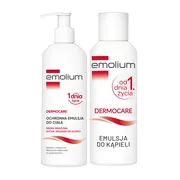 Zestaw Emolium Dermocare, emulsja do ciała, 400 ml + emulsja do kąpieli od 1. dnia życia, 400 ml