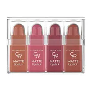 Golden Rose Matte Lipstick, zestaw 4 matowych mini pomadek do ust, nr 01, 4 g