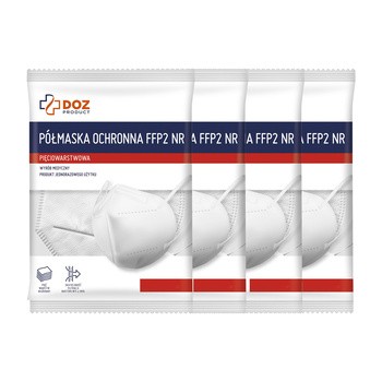 Zestaw 4x DOZ PRODUCT Półmaska ochronna FFP2 NR, pięciowarstwowa, 2 szt.