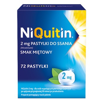 Niquitin, 2 mg, pastylki do ssania, smak miętowy, 72 szt.