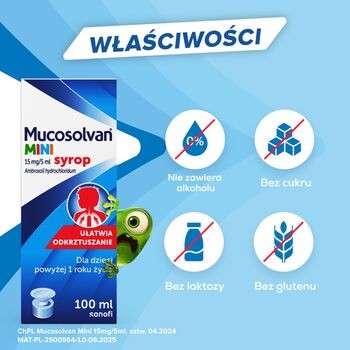 Zestaw 3x Mucosolvan Mini, 15 mg/5 ml, syrop, 100 ml