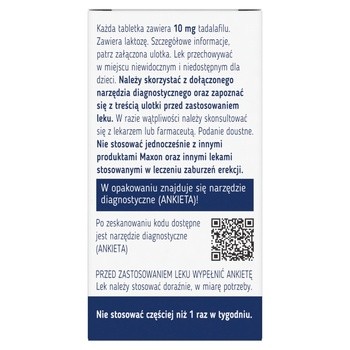 Tadalafil Maxon, 10 mg, tabletki powlekane, 2 szt.