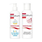 Zestaw Emolium Dermocare, 3w1 płyn do kąpieli, żel do mycia, szampon, 400 ml + emulsja do kąpieli od 1. dnia życia, 400 ml