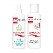 Zestaw Emolium Dermocare, 3w1 płyn do kąpieli, żel do mycia, szampon, 400 ml + emulsja do kąpieli od 1. dnia życia, 400 ml