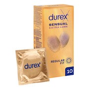 Durex Sensual Extra Lube, prezerwatywy super cienkie, z lubrykantem, 10 szt.