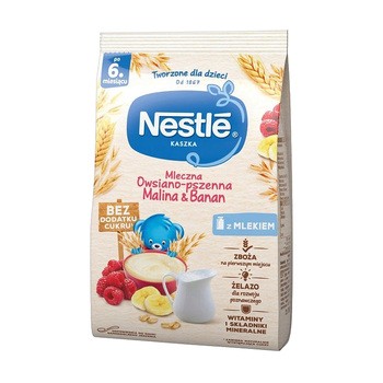 Nestle, kaszka mleczna owsiano-pszenna, malina, banan, 6 m+, 180 g