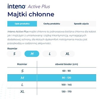 Inteno Active Plus, majtki chłonne, rozmiar XL, 10 szt.