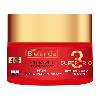 Bielenda Super Trio, Intensywnie nawilżający krem przeciwzmarszczkowy RETINOL + VIT C + KOLAGEN 40+, 50 ml