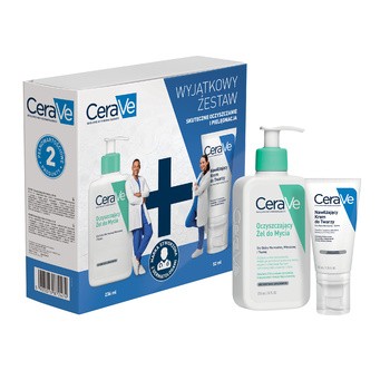 Zestaw CeraVe, Oczyszczający żel do mycia, 236 ml + Nawilżający krem do twarzy, 52 ml