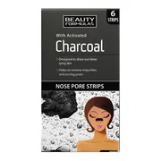 Beauty Formulas, paski oczyszczające na nos z aktywnym węglem, 6 szt.