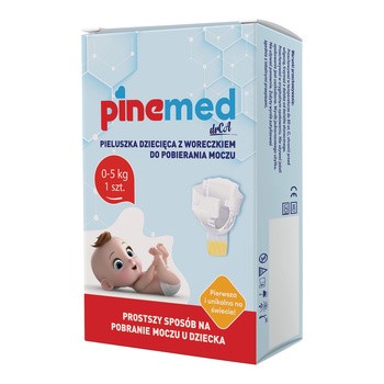 Pinemed, pieluszka dziecięca z woreczkiem do pobierania moczu, 0-5 kg, 1 szt.