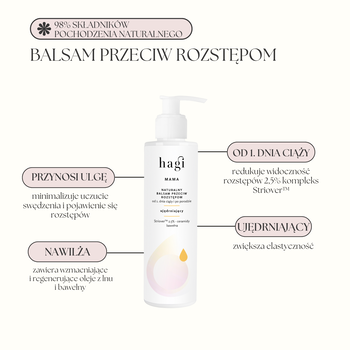 Hagi Mama, balsam przeciw rozstępom od 1 dnia ciąży i po porodzie, 200 ml