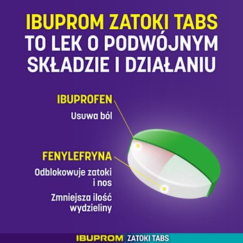Ibuprom Zatoki Tabs, 200 mg+6,1 mg, tabletki drażowane, 24 szt.