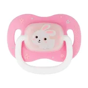 Canpol Babies, smoczek silikonowy symetryczny, Bunny&Company, różowy, 0-6 m, 1 szt.