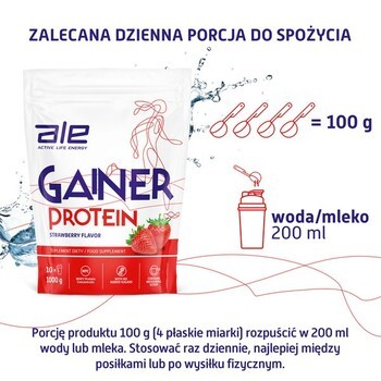 Zestaw 3 x ALE Gainer Protein Strawberry Flavor