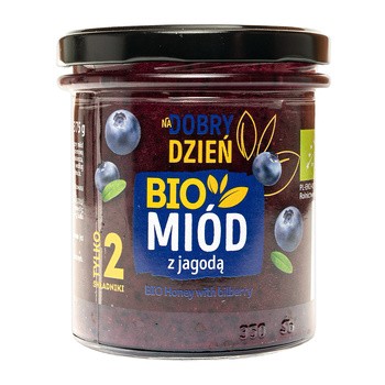 Pszczelarz Kozacki, Na dobry dzień, miód z jagodą bio, 375 g