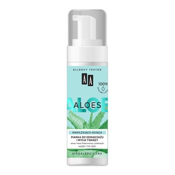 AA Aloes, 100% Aloe Vera Extract, pianka do demakijażu i mycia twarzy nawilżająco-kojąca,150 ml
