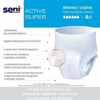 Seni Active Super, majtki chłonne, rozmiar M, 10 szt.
