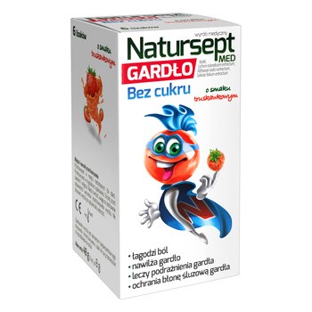 Natursept MED Gardło, lizaki bez cukru, smak truskawkowy, 6 szt.