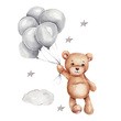Sipo, Naklejki na ścianę dla dzieci, Miś z balonikami, 1 szt.