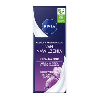 Nivea 24H Nawilżenia, kojąco-regenerujący krem na noc, 50 ml