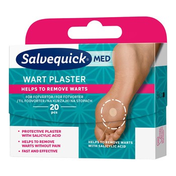 Salvequick Med Wart Plaster, plastry na kurzajki na stopach, 20 szt.