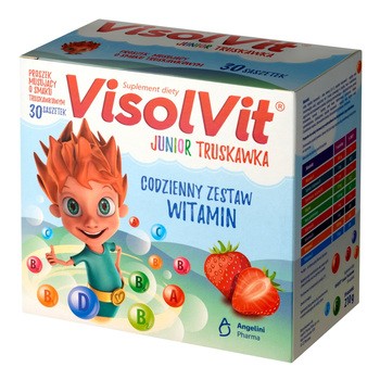 Visolvit Junior Truskawka, saszetki z proszkiem musującym, 30 szt.