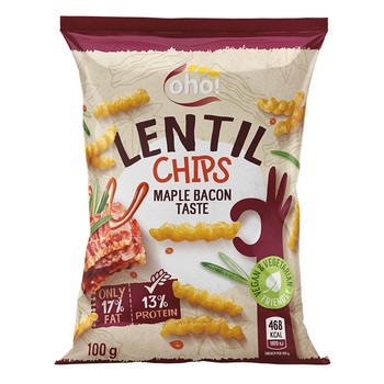 Oho, chipsy z czerwonej soczewicy o smaku bekonu, 100 g