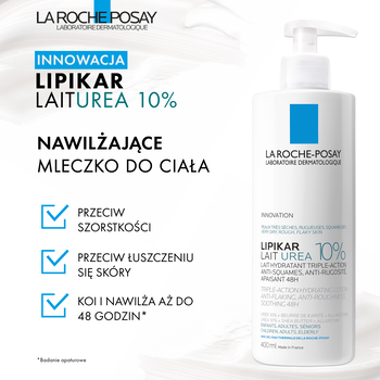 La Roche-Posay Lipikar Lait Urea 10%, nawilżające mleczko do ciała z 10% mocznikiem, 400 ml
