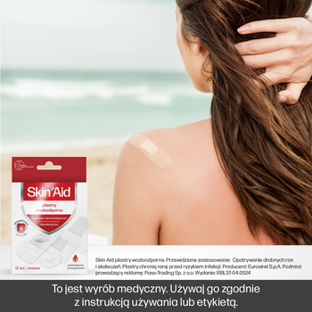 Skin Aid, zestaw plastów wodoodpornych, 12 szt.
