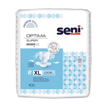 Seni Optima Super, pieluchomajtki z pasem biodrowym, rozmiar XL, 10 szt.