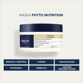 Phyto Nutrition, odżywcza maska do włosów z masłem jojoba, 200 ml