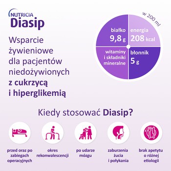 Diasip, płyn o smaku waniliowym,  4 x 200 ml