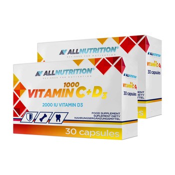 Zestaw 2 x Allnutrition Vitamin C 1000 + D3, kapsułki, 30 szt.